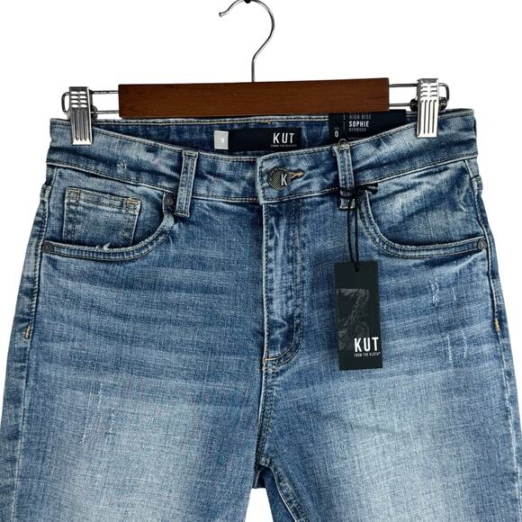 KUT FROM THE KLOTH SOPHIE HIGH RISE BERMUDA SHORTS MEDIUM WASH NWT WOMEN'S 0 - Picture 4 of 15